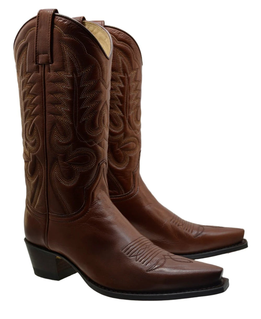 Women's Cowboy Boots Sendra 5335 Brown Leather Cuban Heel