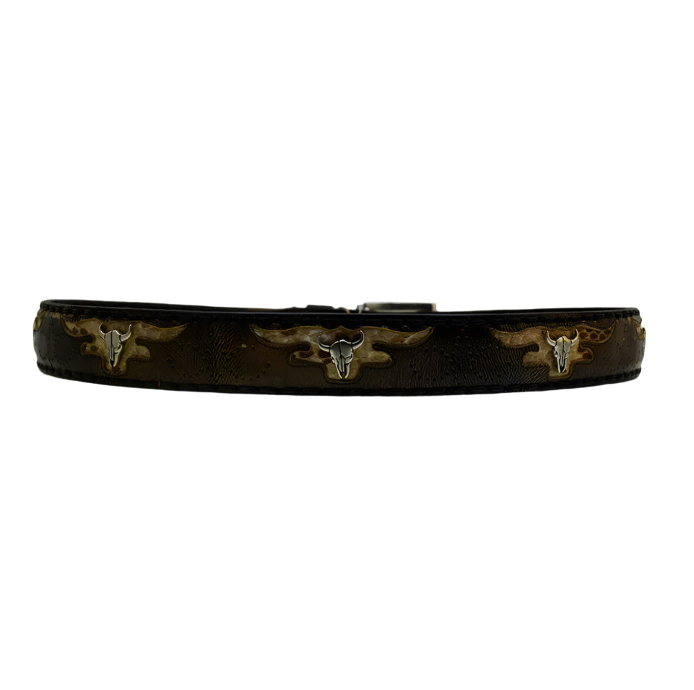 Men's Belt Sendra 8322 Brown Leather Python Skin