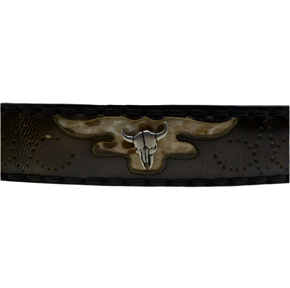 Men's Belt Sendra 8322 Brown Leather Python Skin