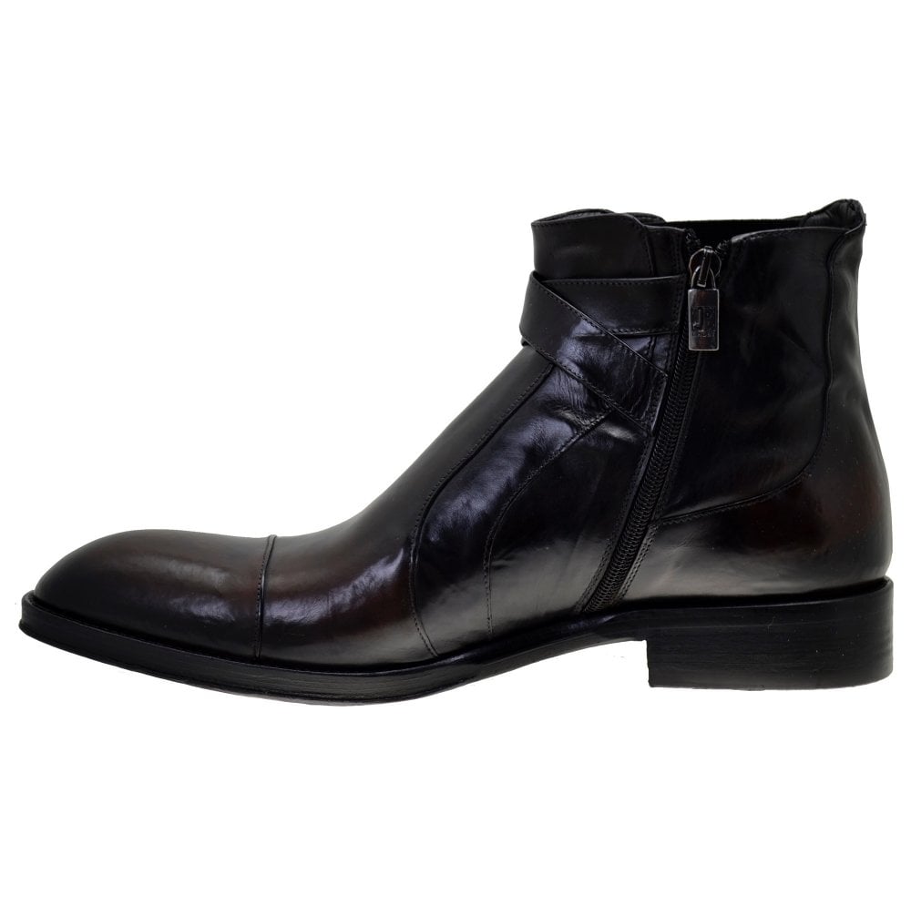 Men's Italian Shoes Jo Ghost 1284 Black Leather Formal Ankle Boots